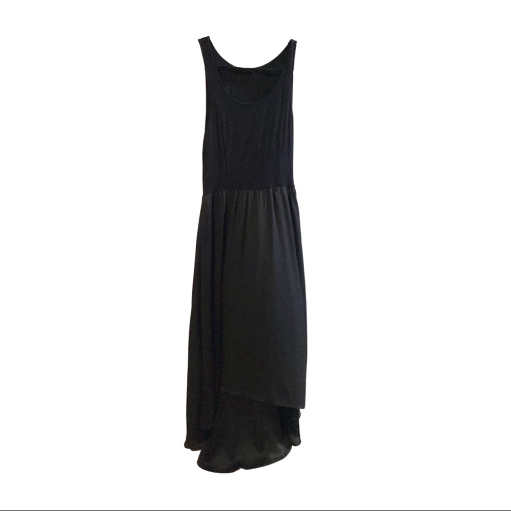 Black, high-low, sleeveless maxidress